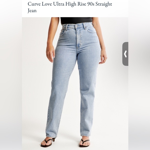 Abercrombie & Fitch • Curve Love 90s Straight Ultra High Rise Jeans Light Marble - Picture 3 of 13